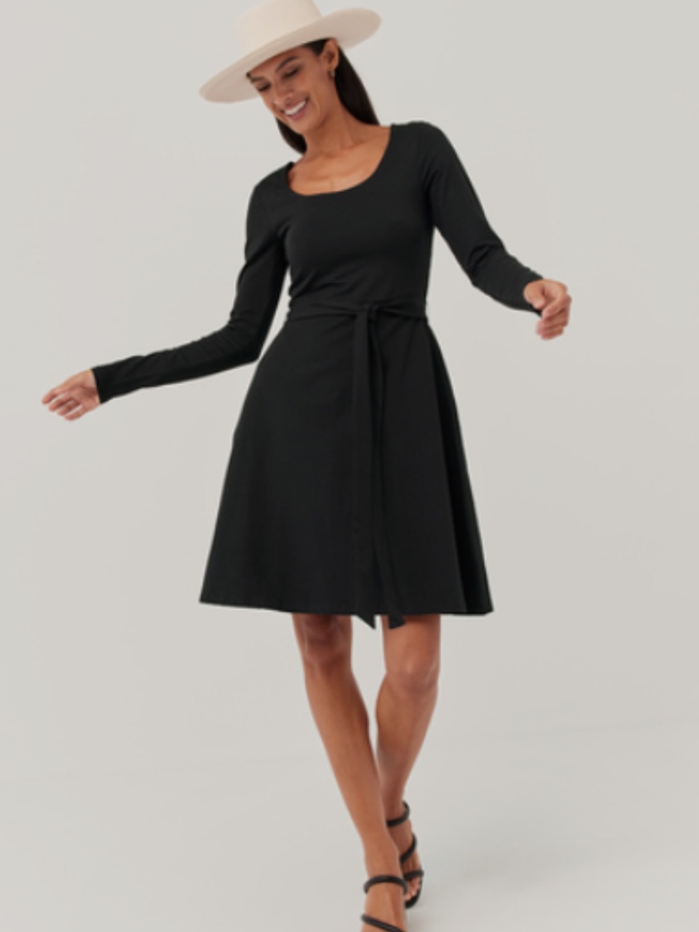 PACT size Large NWT Black Long-Sleeve Tie-Waist Dress